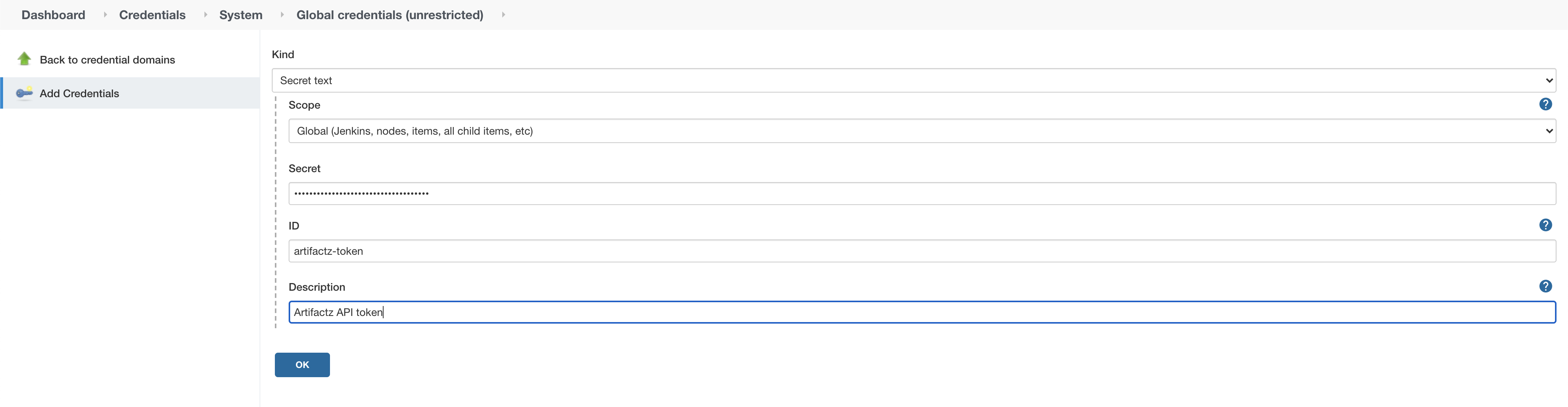 Add Jenkins Credentials Item